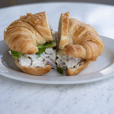 Chicken salad croissant sandwich.